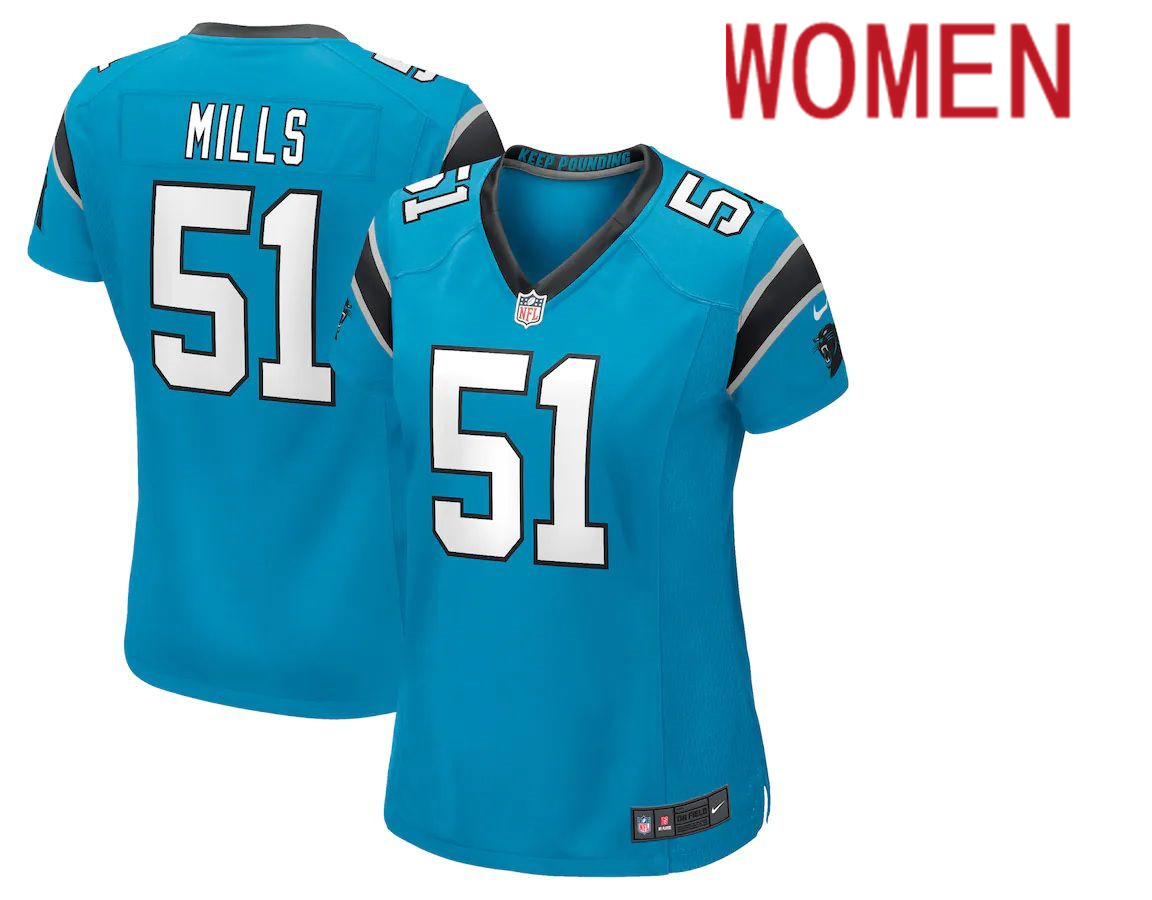 Women Carolina Panthers #51 Sam Mills Nike Blue Retired Player NFL Jersey